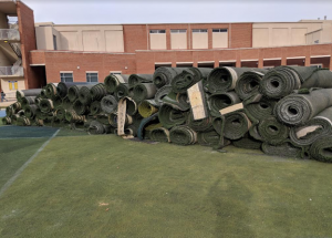 Rolls of Used Turf with Lines