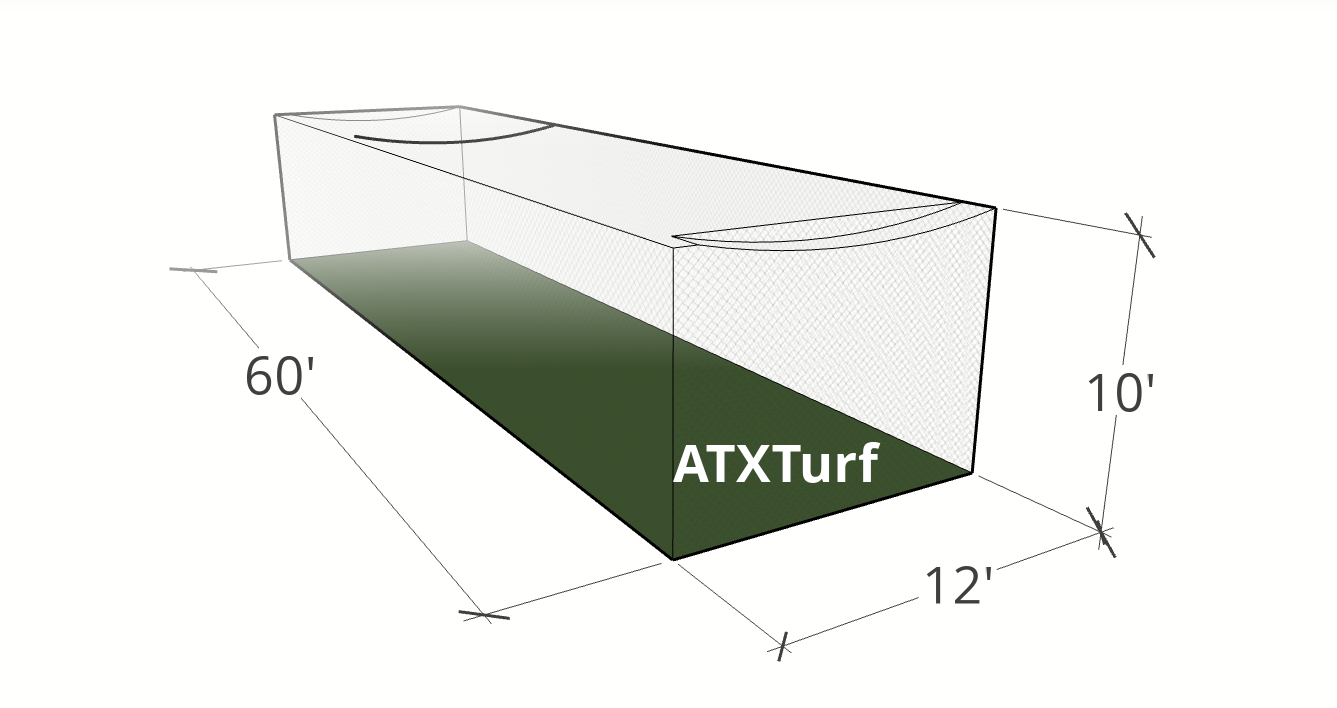 60' Batting Cage Package: Turf, Nets, Hardware & L-Screen - ATXTurf -  Artificial Turf