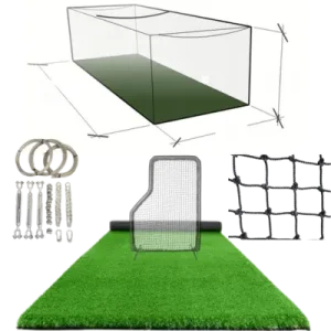 35′ Batting Cage Package: Turf, Nets, Hardware & L-Screen