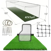 60′ Batting Cage Package: Turf, Nets, Hardware & L-Screen