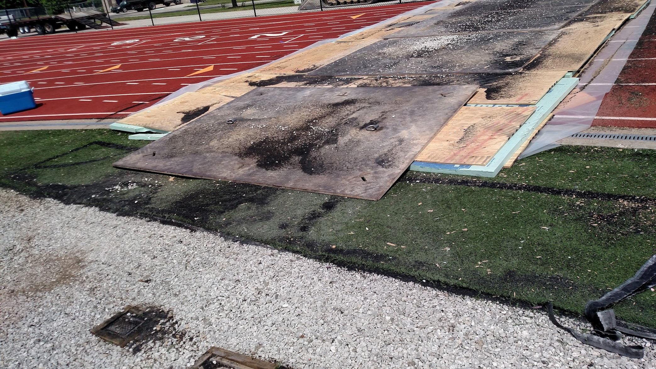 cover a track for turf